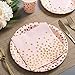 200Pcs Pink Disposable Paper Plates Cups Napkins Set - Party Supplies, Gold Dots on Pink 50 Dinner Plates 50 Dessert Plates, 50 Napkins and 50 9 oz Cups for Baby Shower Birthday Parties