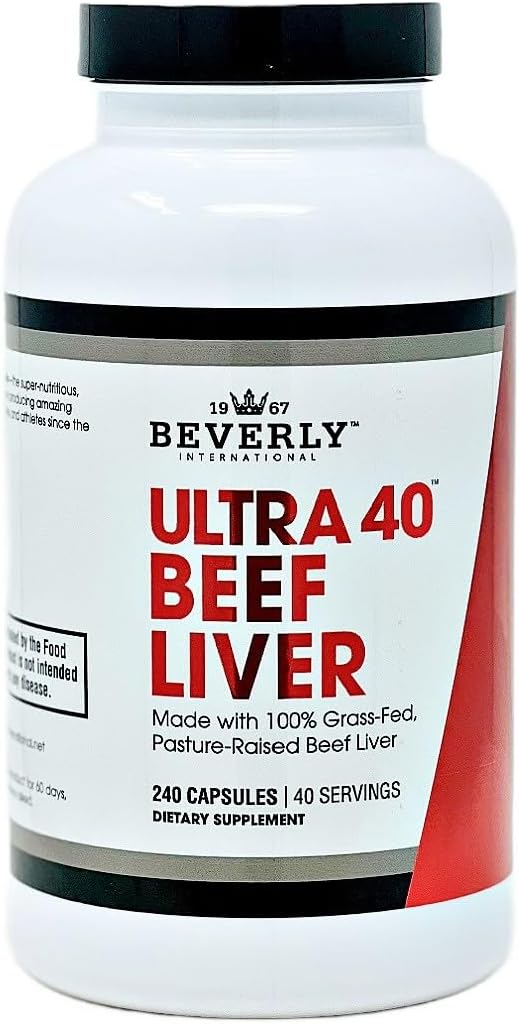 Beverly International Ultra 40 Beef Liver, 240 Caps, 100% Pure, Grass-Fed