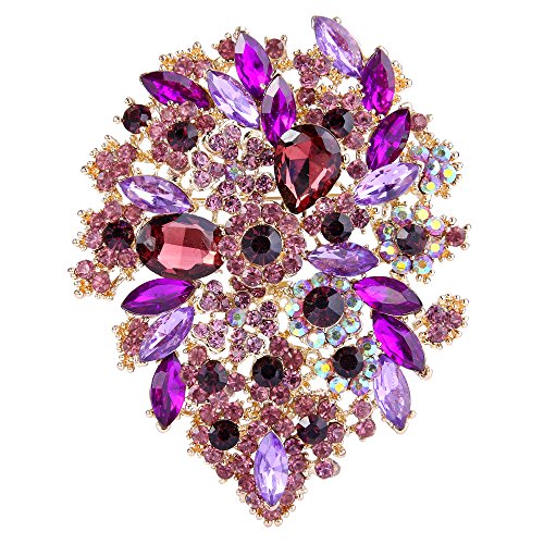 Image of EVER FAITH Women's Austrian Crystal Vintage Style Flower Leaf Cluster Brooch Pendant