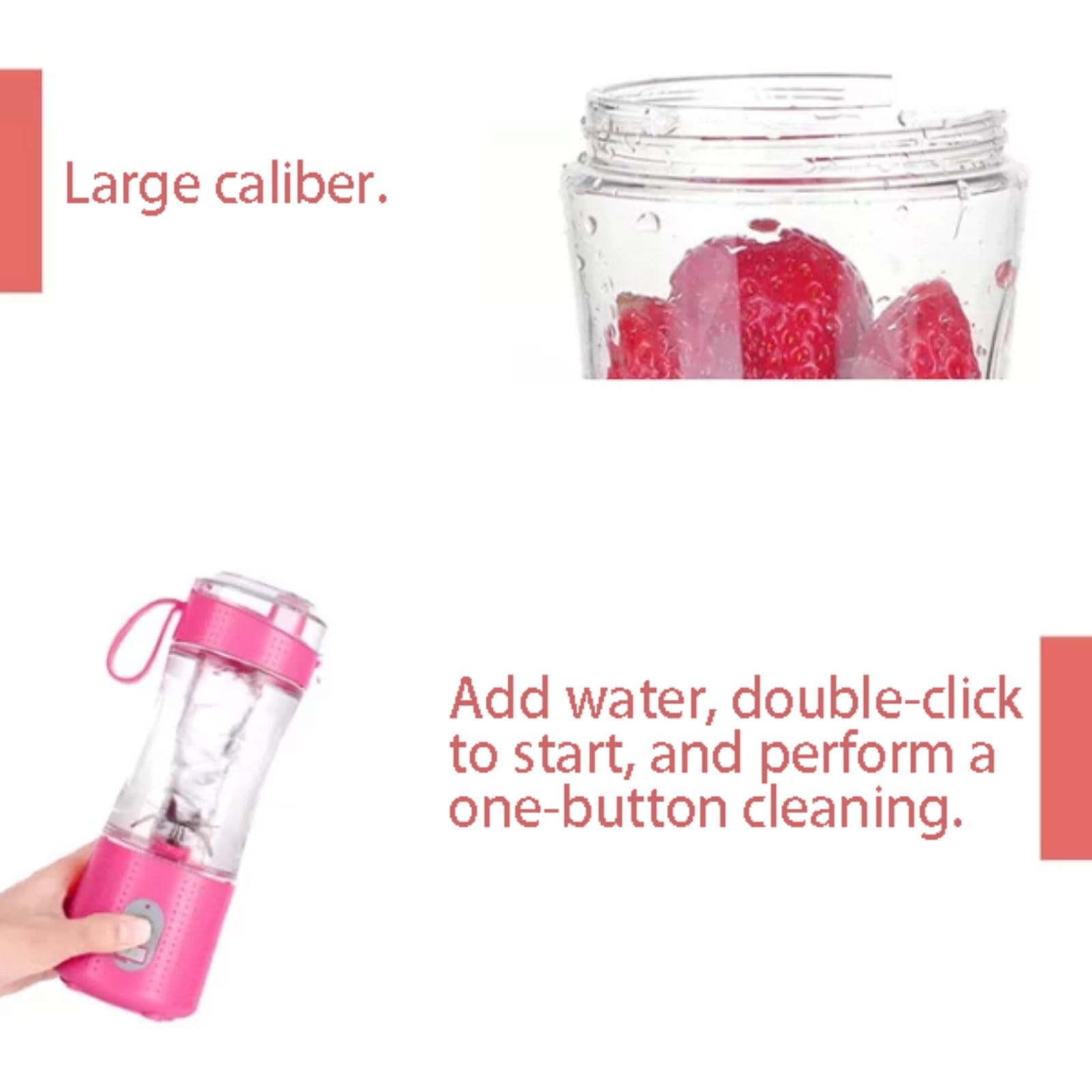 Potężny plastikowy przenośny blender z wylewką łyk ładowalna przenośna sokowirówka do smoothie lód blending sok 380 ml kompaktowy (rot)