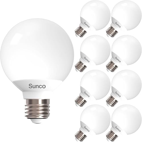 Miniatura 1 de Sunco - Paquete de 8 bombillas LED G25 para espejo de baño interior, sala de estar, CRI92 3000K blanco cálido, regulable 450 LM, 6W, base E26,