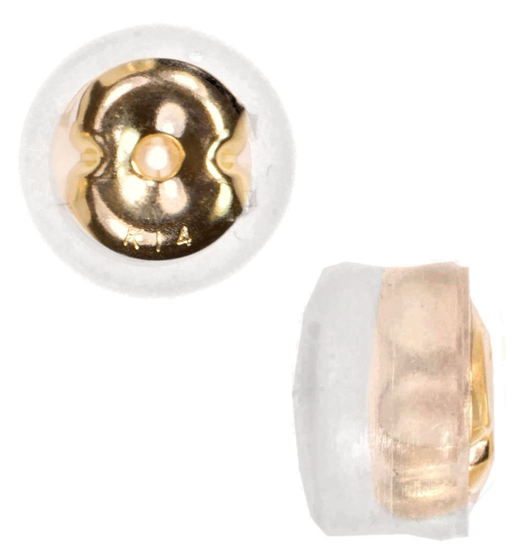 Precious Metals and Silicone Grip Replacement Earring Backs Pair Medium transparent g-2790