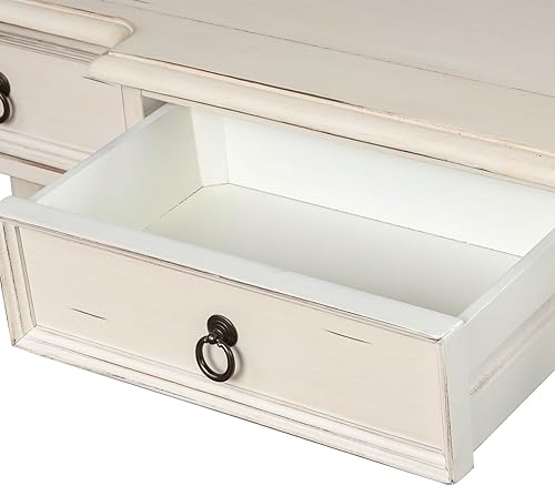 Miniatura 8 de Mesa consola de granja con 3 cajones y 1 estante inferior de almacenamiento, mesa de entrada de madera maciza, aparador de buffet, mesa auxiliar