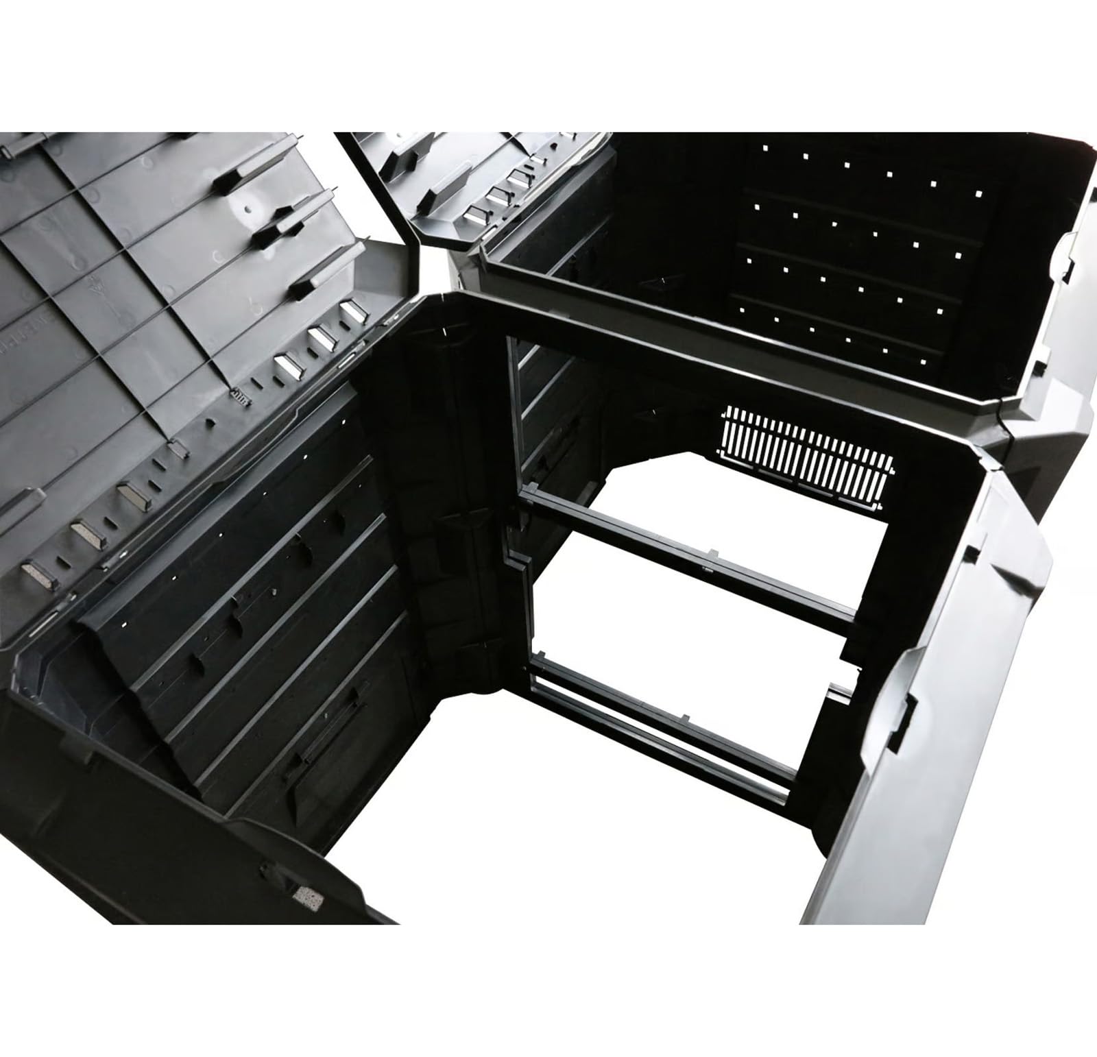 BURI Kompostownik 800 l, 135 x 72 x 83 cm, odporny na warunki atmosferyczne, składana pokrywa, kompostownik ogrodowy, kompostownik termiczny, szybki kompostownik