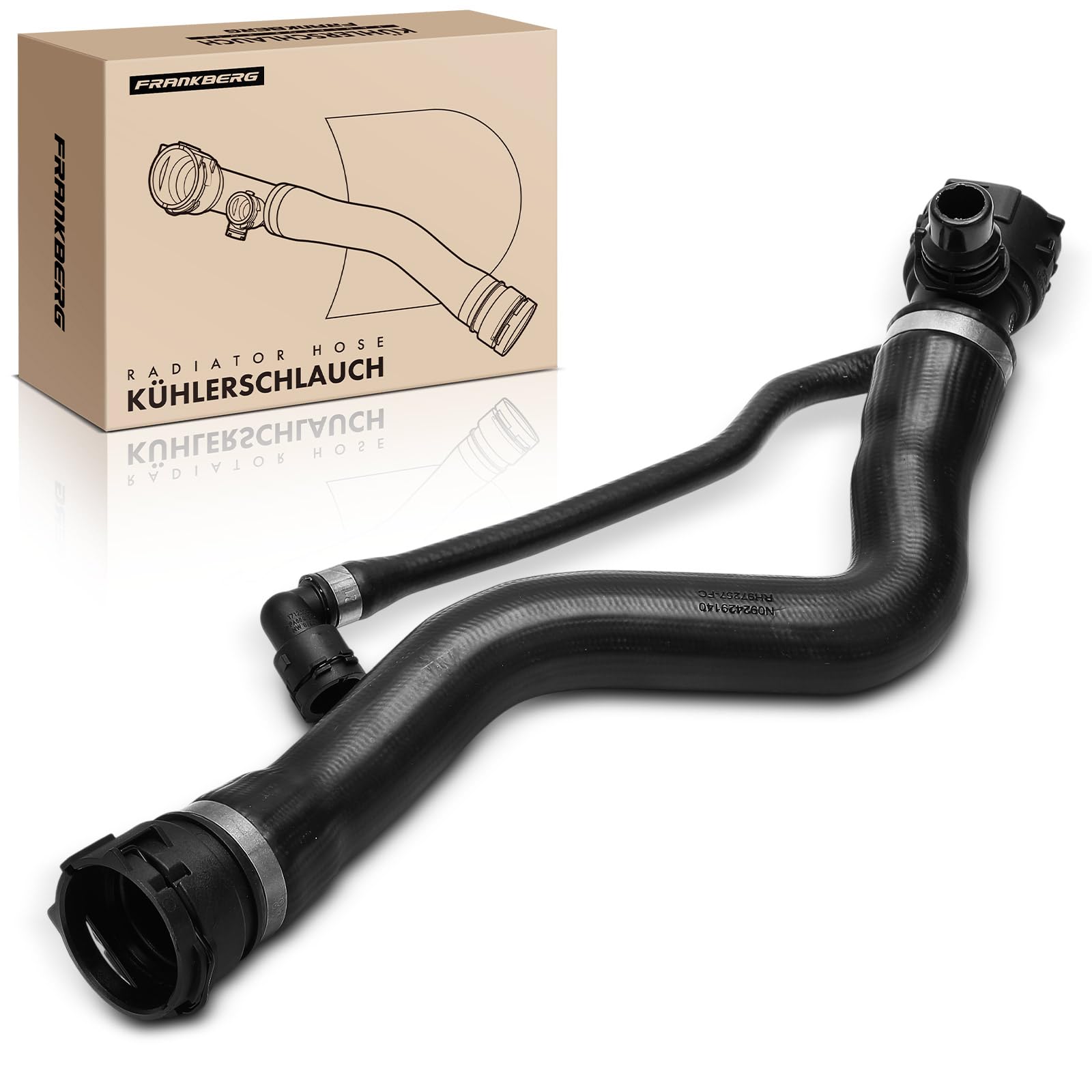 Frankberg Tubo del radiatore tubo del motore nero 17127797257 | Compatibile con: Serie 1 Cabrio E88, Serie 1 Coupé E82, Serie 3 Coupé E92, Serie 3 Touring E91, X1 E84, Serie 3 E90