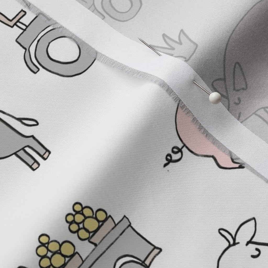 Spoonflower Fabric - Farm Nursery Kids Gender Neutral Cow Chicken Pig Barn Farms White Printed on Organic Cotton Sateen Fabric by The Yard - Sewing Quilting Apparel Home Decor