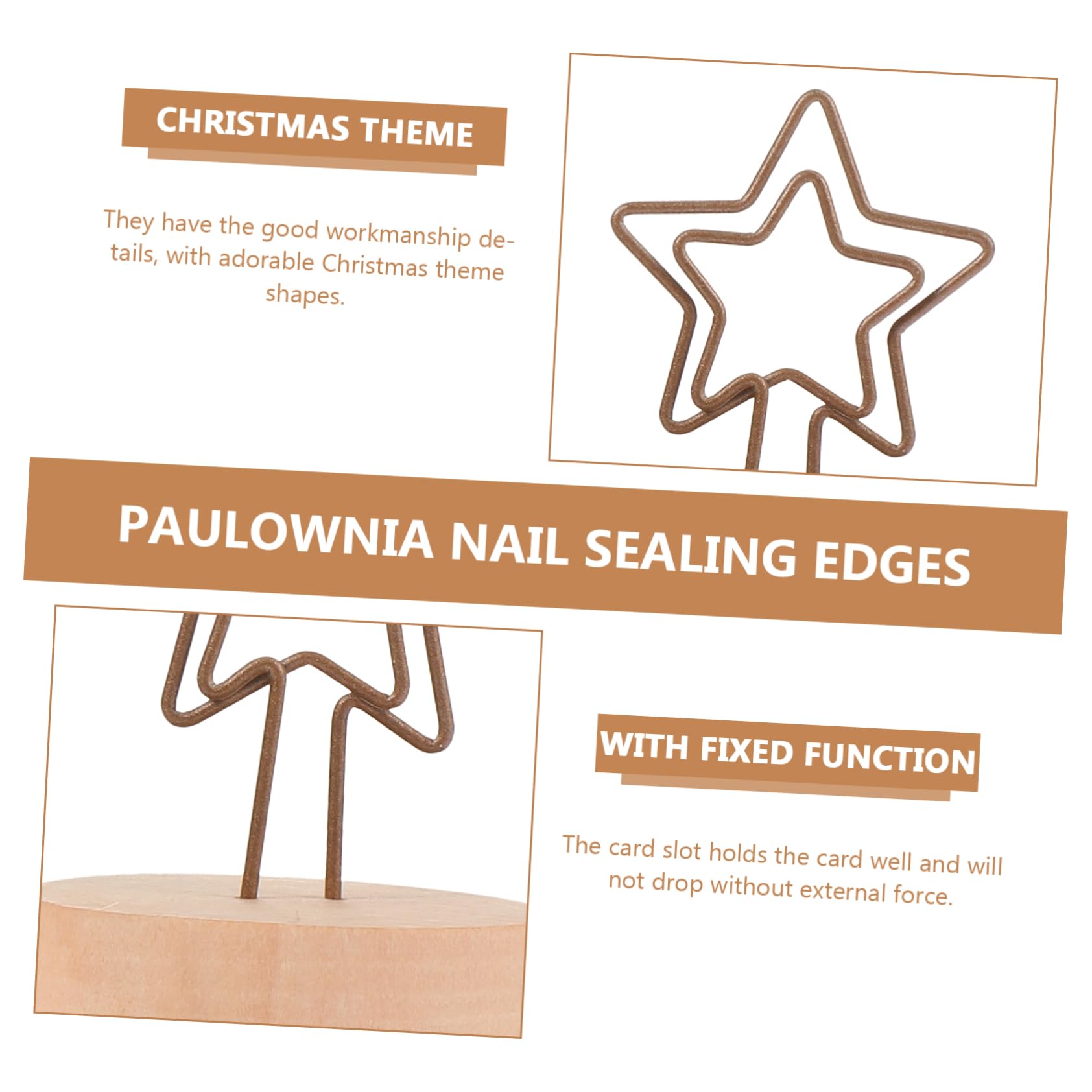 24piezas Soporte De Notas De Navidad Clips De Madera y Forma De Árbol y Estrella Portacartas Para Decoración De Mesa Fiestas
