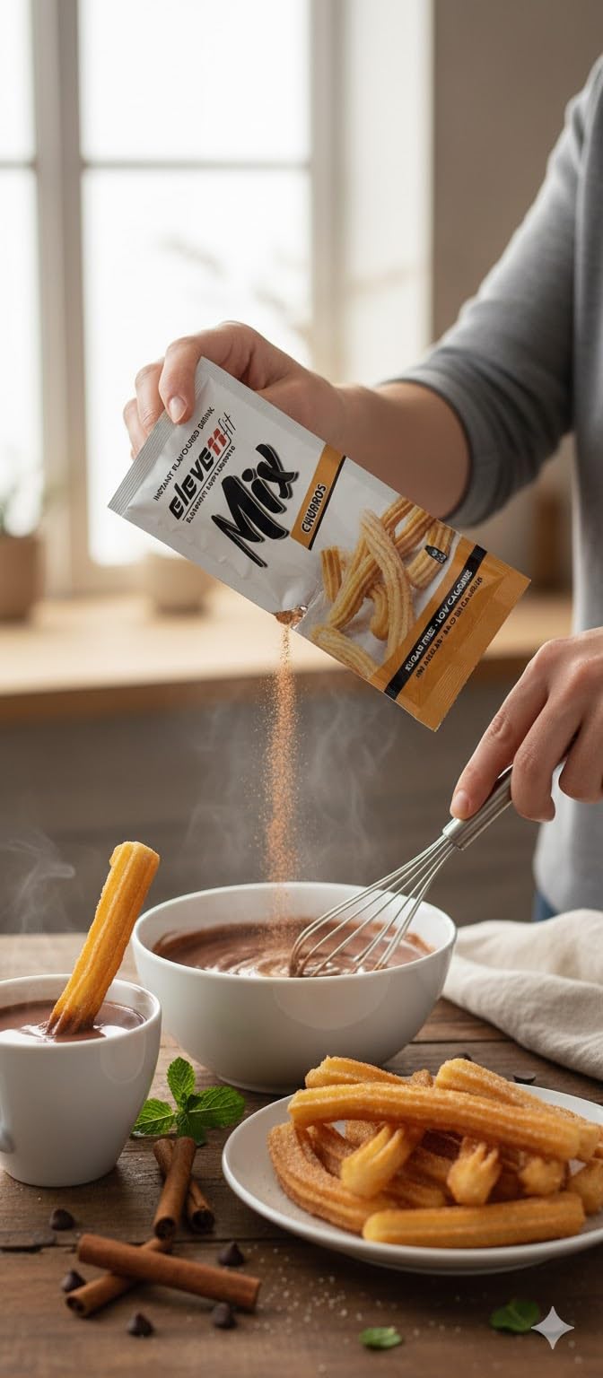 BEBIDAS MIX de ELEVEN FIT, 10 Sobres DULCES Variados SIN AZÚCAR, Bebidas Instantáneas Bajas en Calorías, 9g x 10 Sobres, Sabores para preparar postres, mezclar con leche...