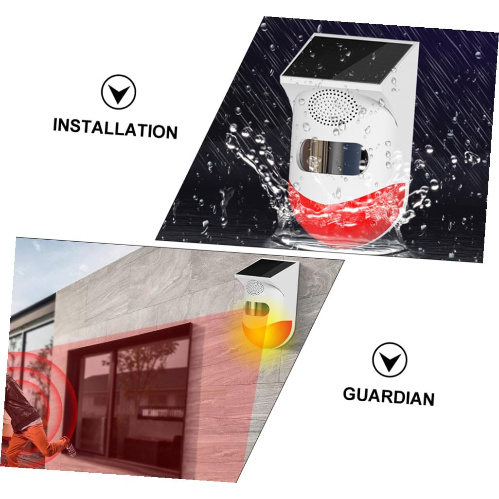HEMOTON Solarer Infrarot Sicherheitsdetektor für Außenbereich mit Starkem Alarm Ip67 Kabellos Automatischer Lichtschalter Abs und Silizium