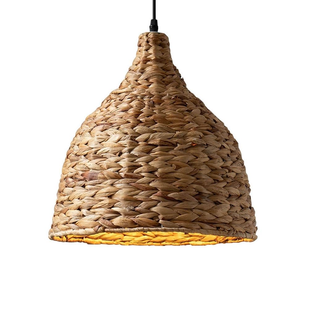 CSSYKV 13.7'' Industrial Rattan Pendant Light, Japanese Wabi-sabi Style Fixtures Farmhouse/Restaurant Hanging Lamp E26 Socket - Rustic B&B Bedside Lamp for Dining Room Bedroom Entryway Foyer