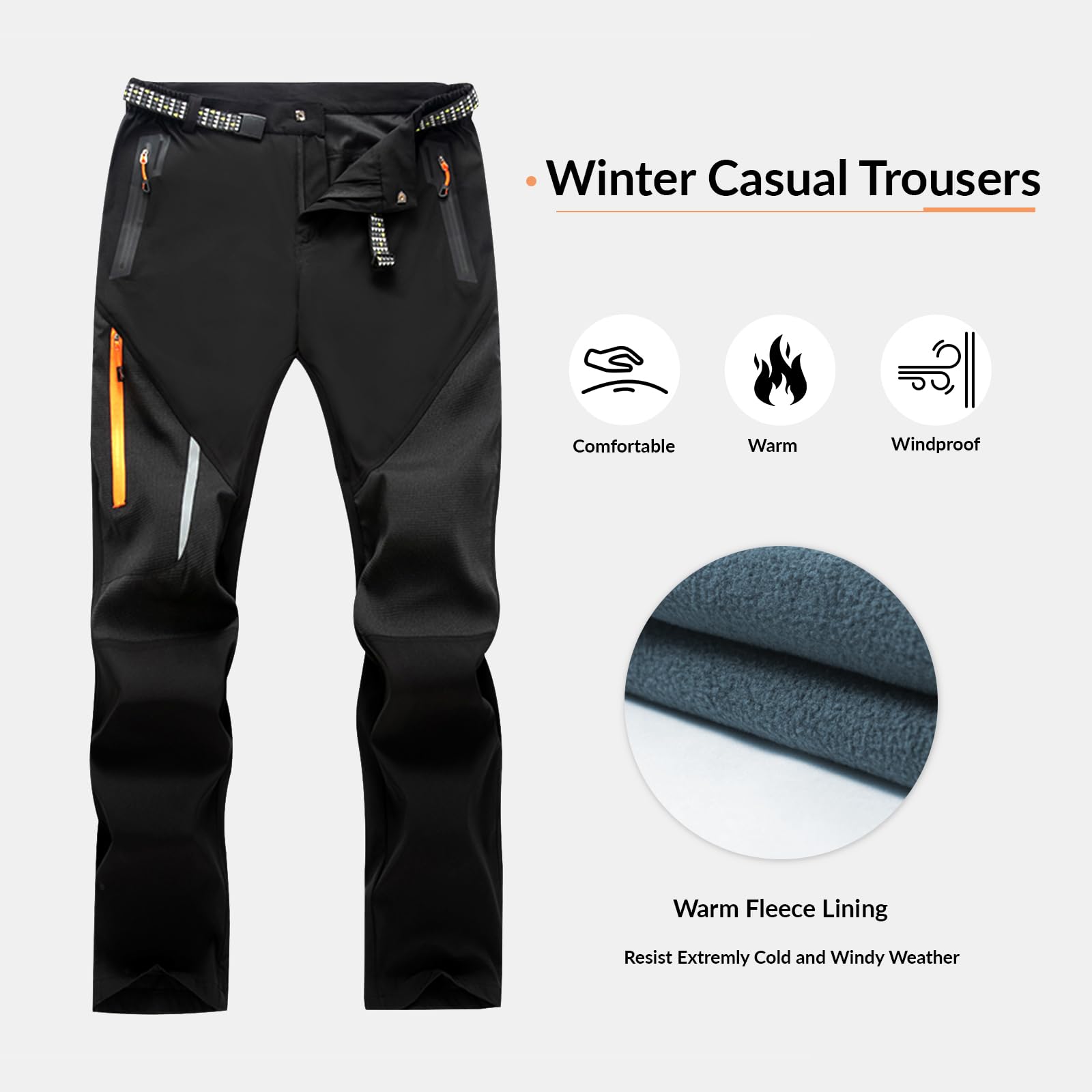 LHHMZ Pantaloni da Passeggio Invernali in Pile da Esterno da Uomo, Pantaloni da Ciclismo da Arrampicata da Sci Caldi Resistenti alle intemperie Antivento