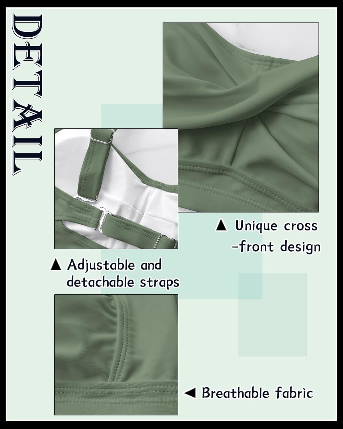 Women's Twist Front Full Coverage Swimsuit V Neck Padded High Waisted Ruched Bikini Set Two Piece Bathing Suit - Image 6