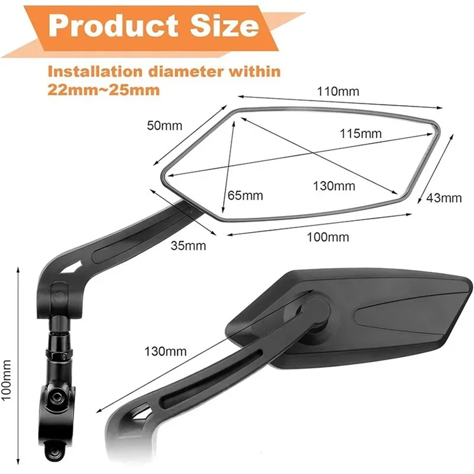Rétroviseur Réflecteur Réglable Rotatif Guidon Miroir Clair Électrique Scooter Cyclisme Vélo Accessoire retroviseur guidon(One Pairs)