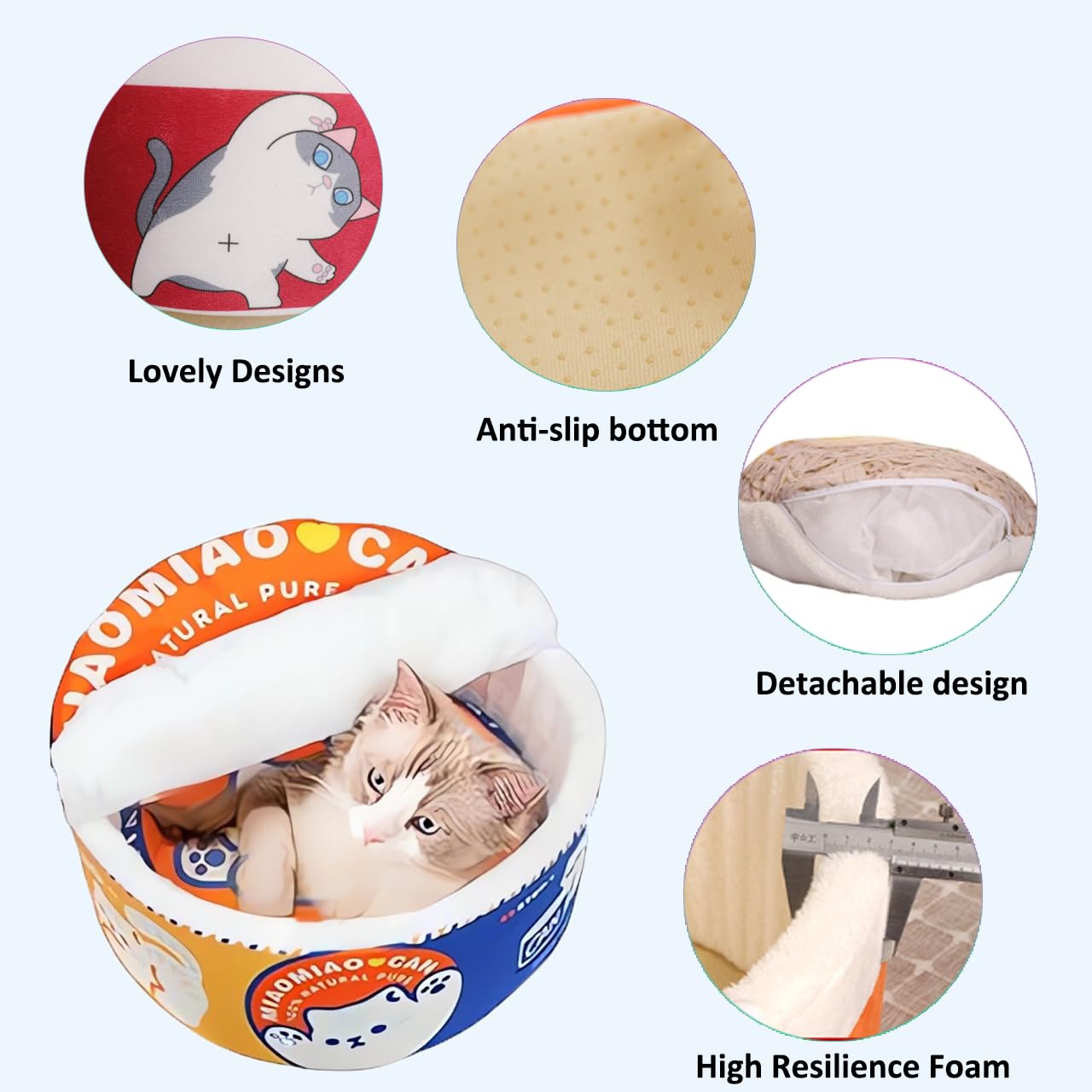 ZHUIYIWIN Cat Beds for Indoor with Anti-Slip Bottom, Cat Cave Bed, Hideaway Warm Comfortable - Image 3