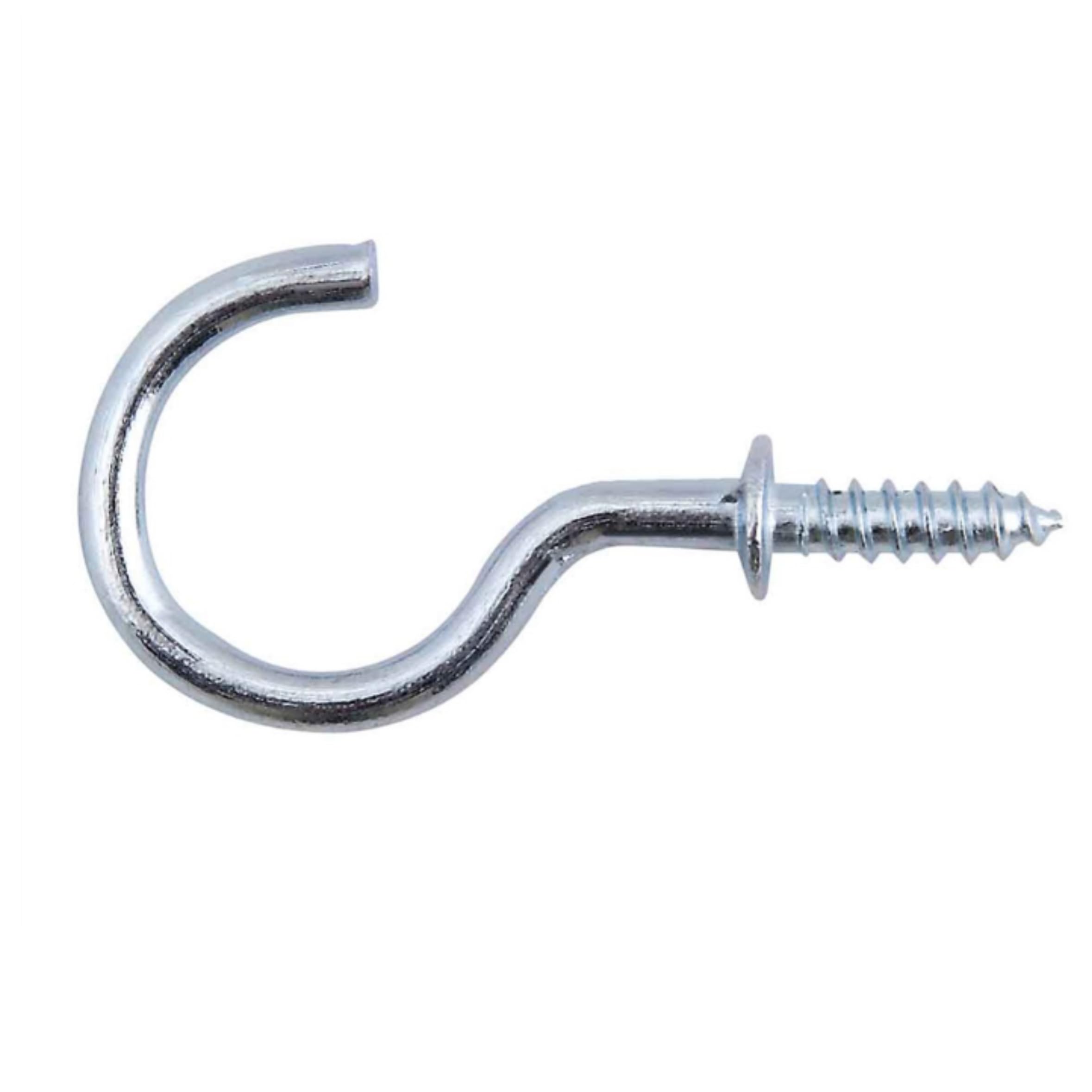 Aretro Silver, Brass And White Shouldered Cup Hooks Various Sizes Colours And Pack Quantities (3, 50Mm Zinc Plated)