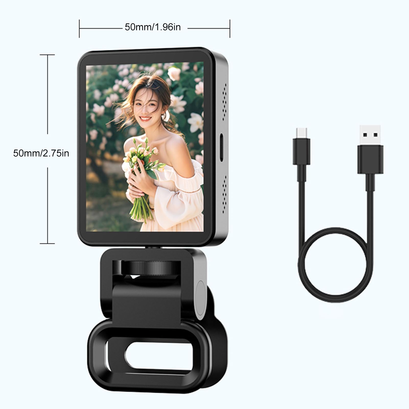 Tbest Pantalla de Monitor Selfie Cámara Trasera de 2,4 Pulgadas Enfoque de Espejo Pantalla Selfie Ajustable de Enfoque Variable Conexión BT Control Inalámbrico Clip
