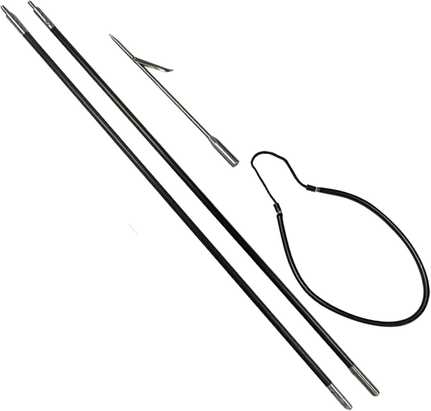 Scuba Choice Carbon Fiber 7' Travel Spearfishing 2 Pole Spear Single Flopper Hawaiian Sling, Black