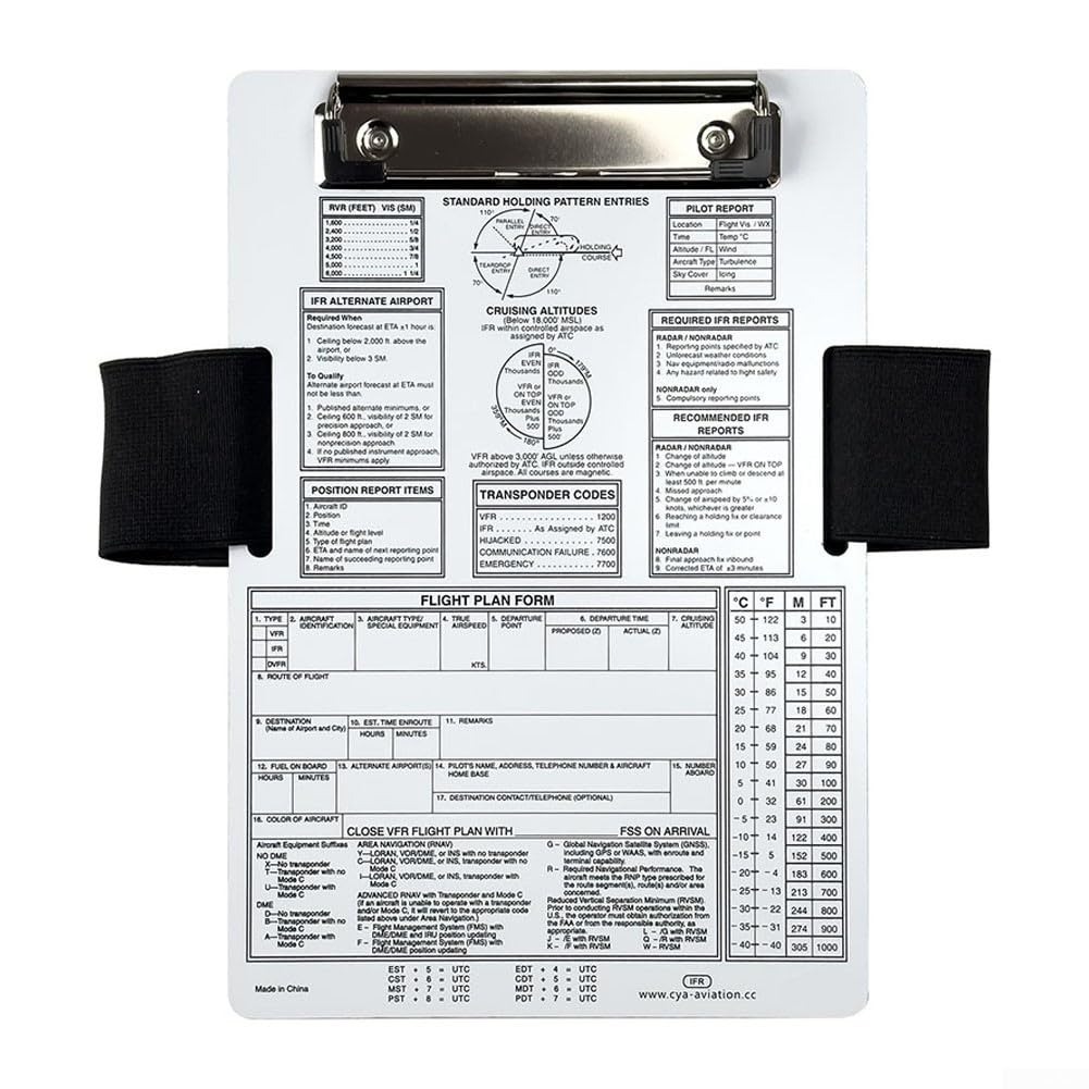 Pilot Kniebrett, Aluminium Luftfahrt Kniebrett Notizblock mit Klemmbrett für Piloten Flugplanung Navigation Cockpit Zubehör (VFR + A)