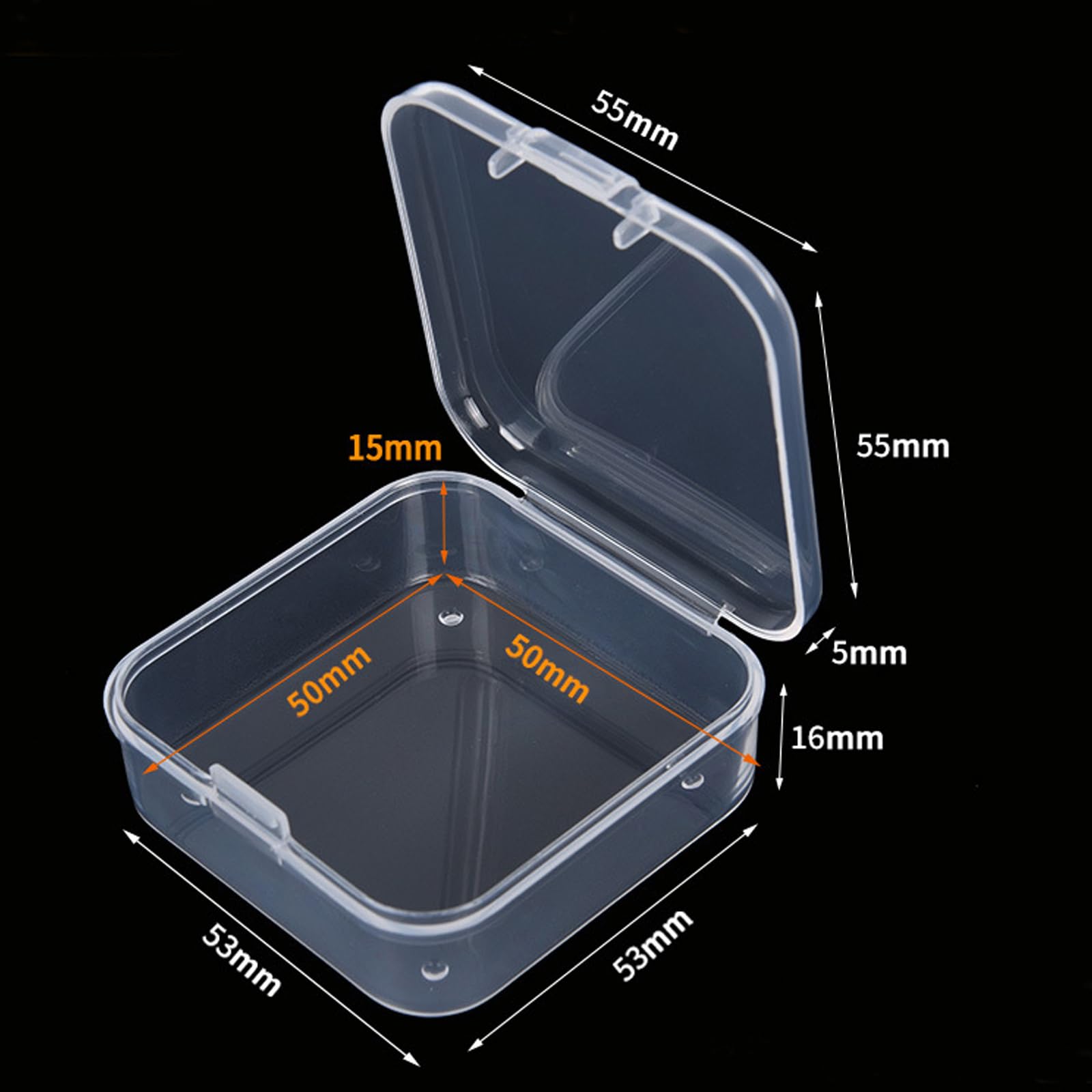 Goodma Lot 100 Boîtes Rangement Plastique Transparent 65x65x20mm – Avec Couvercle à Charnière