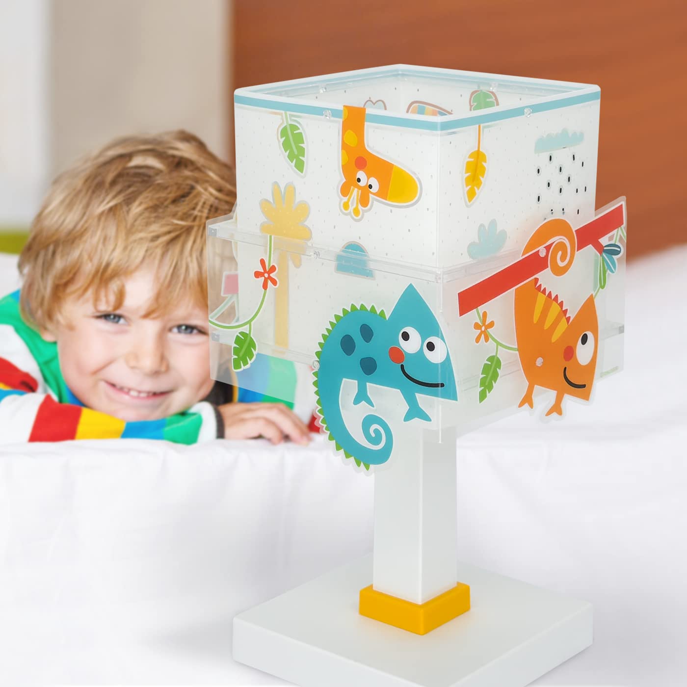 Dalber lampe de chevet enfant Happy Jungle Caméléon les animaux jungle, 63311, E14