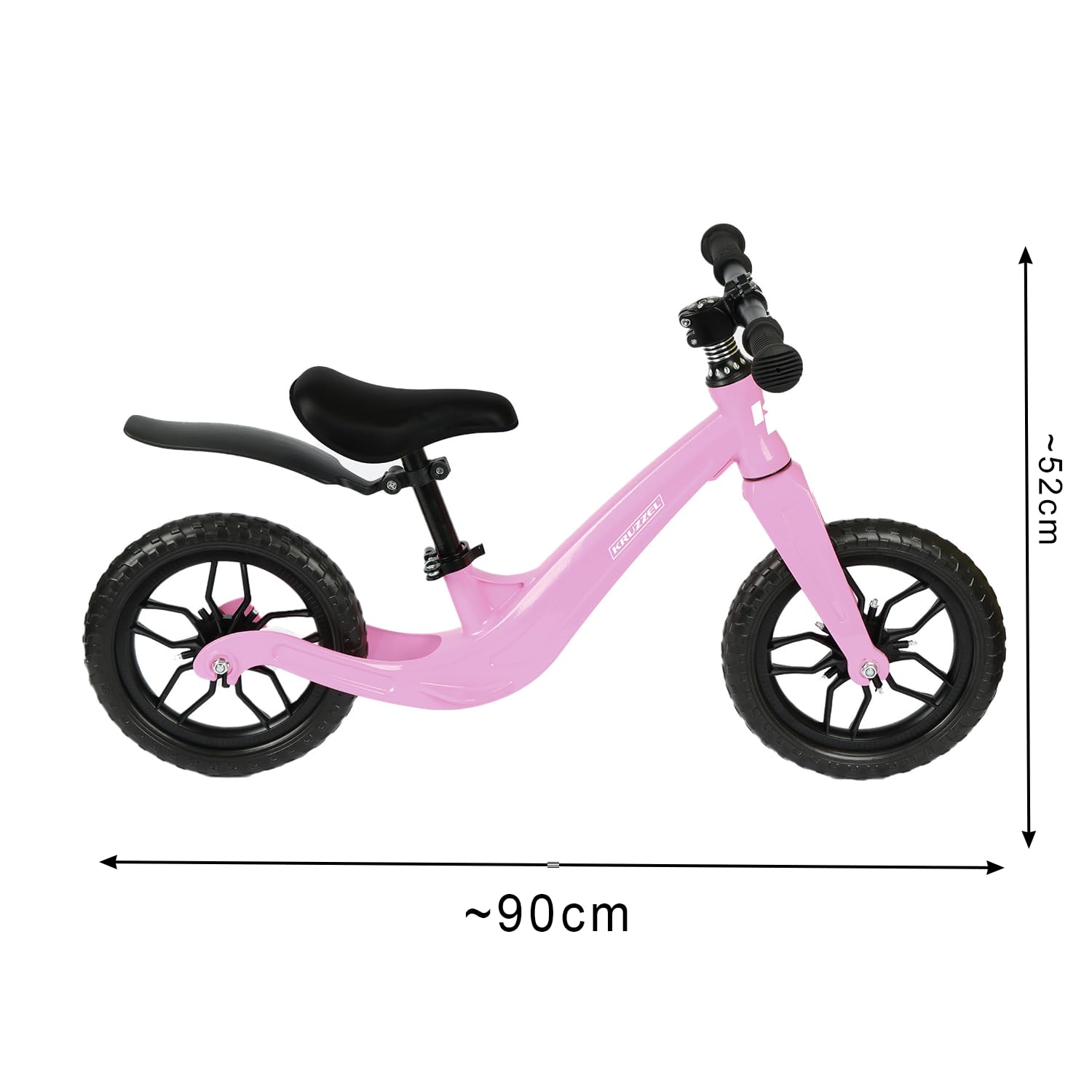 KRUZZEL Rowerek do nauki chodzenia dla dzieci od 2 lat – ultralekki rower Balance Bike z ramą magnezową, opony EVA 12", pasek do noszenia – idealny dla dziewcząt