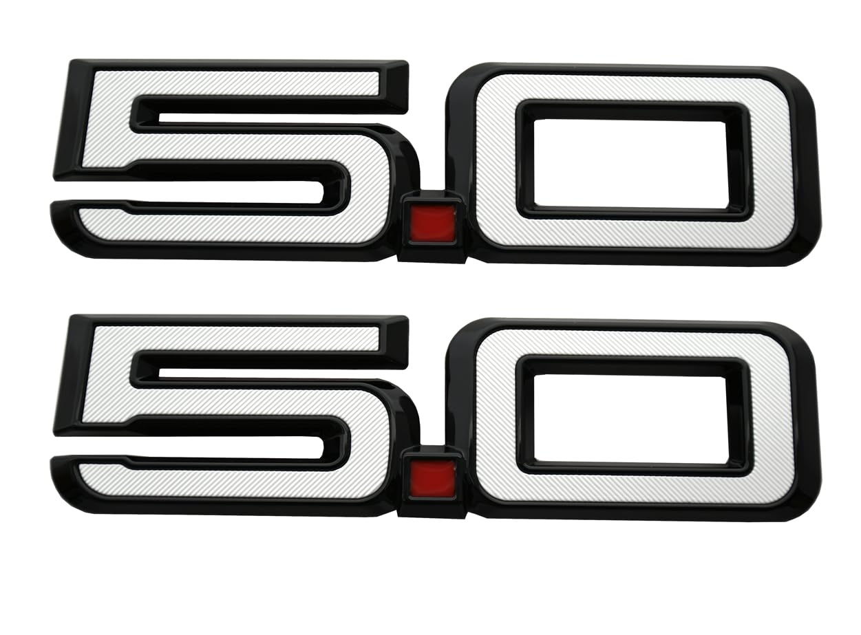 Lot de 2 emblèmes latéraux 5.0 3D de remplacement pour Mustang GT PR3Z-16228-D 2024 (chromé