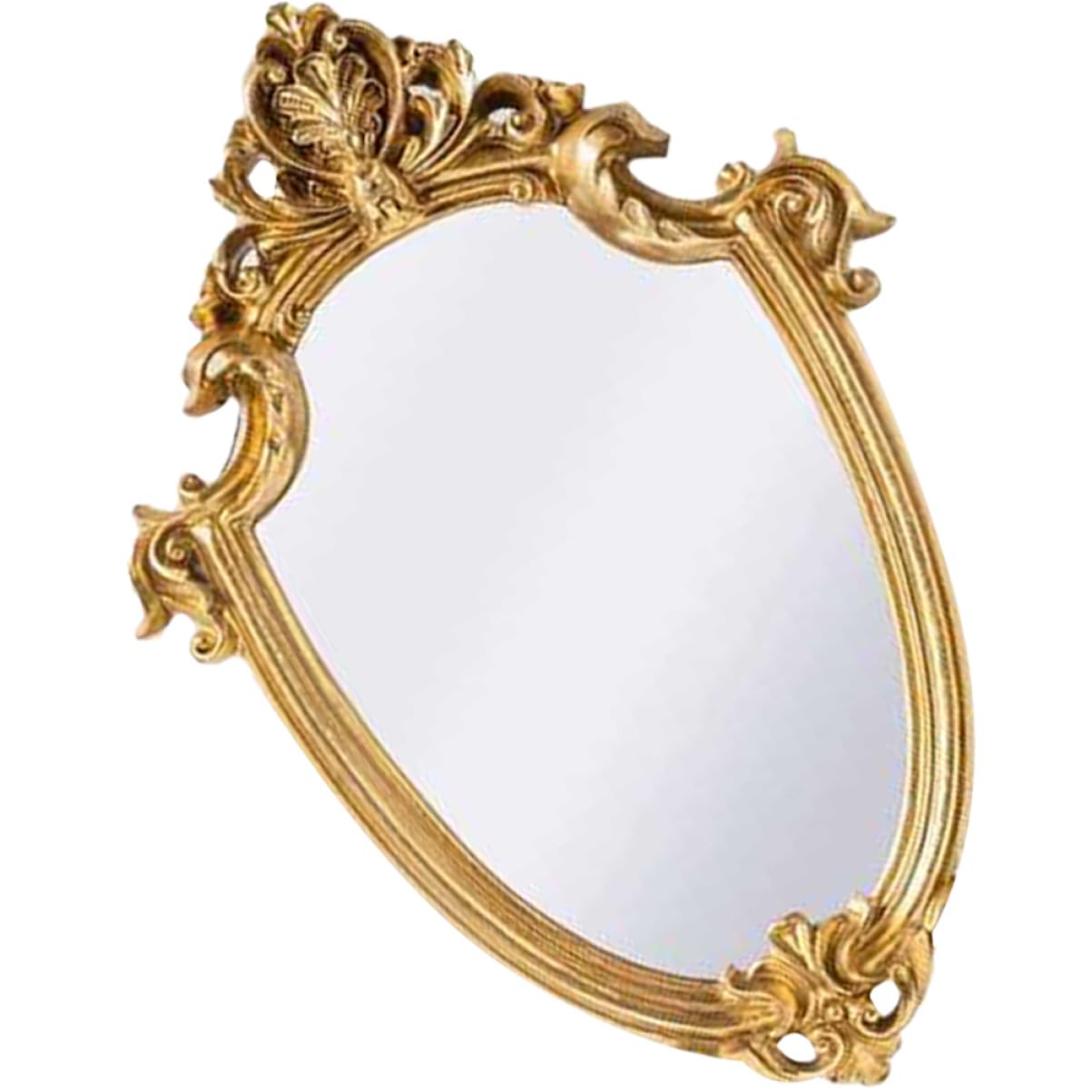 Healvian Retro Relief Hängespiegel aus Glas in Gold, Dekorativ für Wand