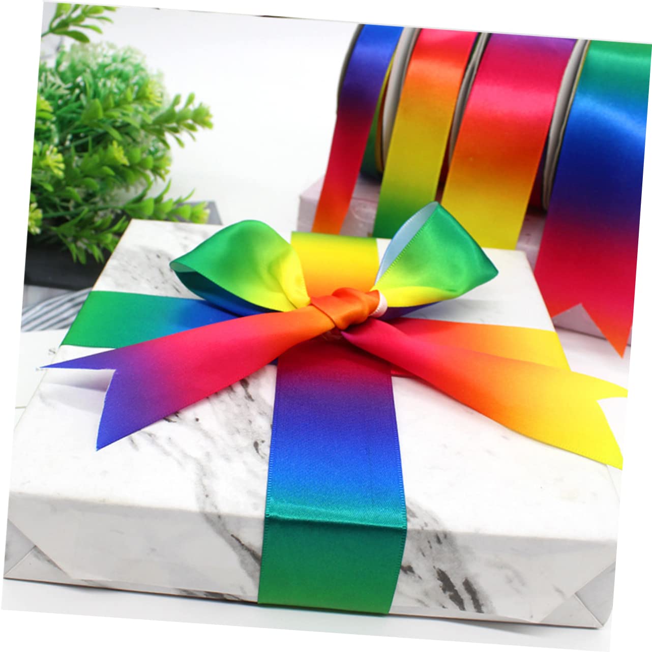 EXCEART 3 Rollos embutidoras de medias cinta presente cinta de navidad manualidades a granel decoración de la cinta del arco iris sirena chica cinta de cincha cinta de ropa Material