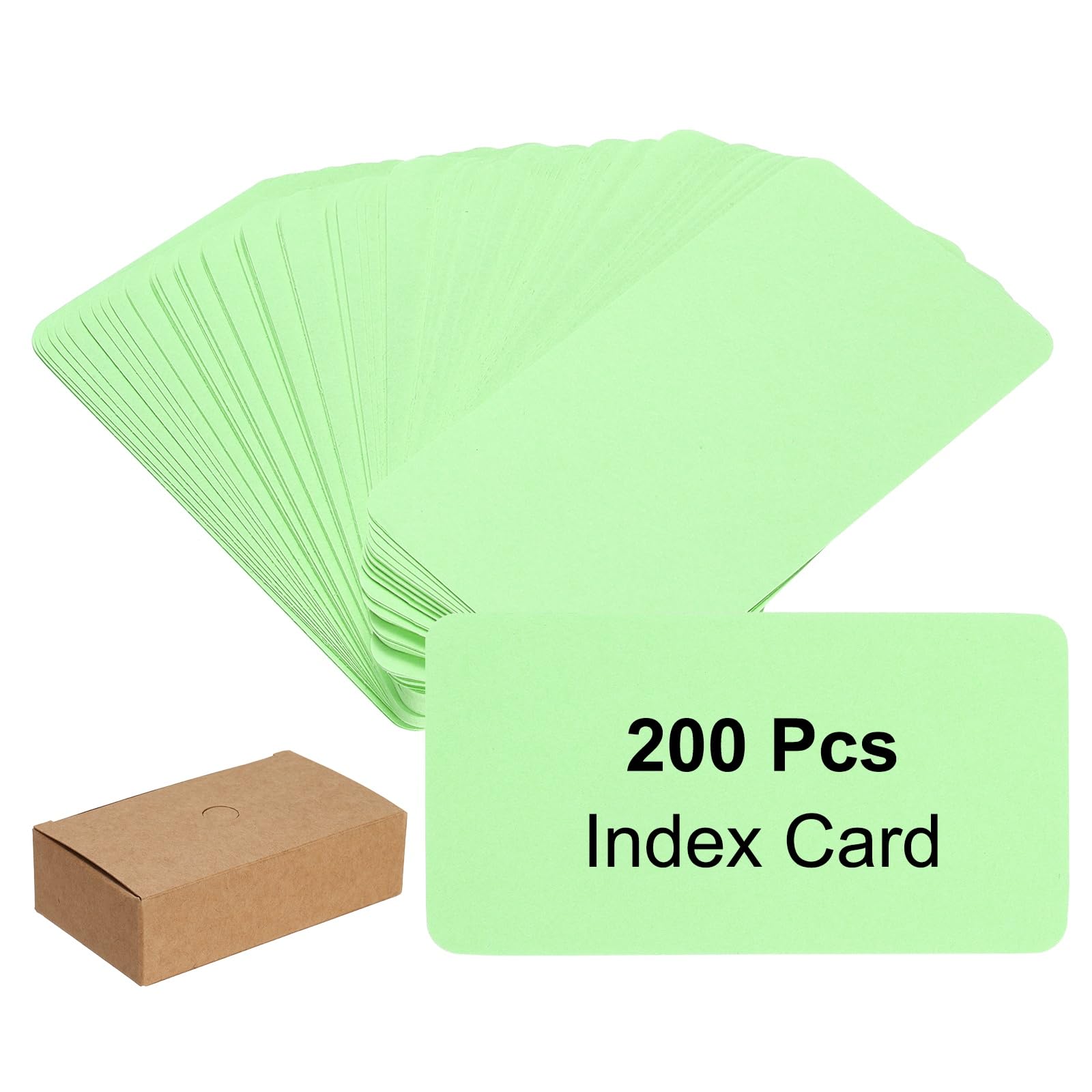 PATIKIL 3.5x2 Blank Kraft Index Cards, 200Pcs Small Blank Paper Message Business Cards for Reminder Study DIY Craft Invitation Tag Flash Vocabulary Word, Green