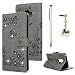 Produktbild Case Kompatibel mit Samsung Galaxy S9 Plus Hülle Diamant Schmetterling Handyhülle Flipcase Wallet Case Cover Bookstyle Stand Kartenetui Schutzhülle PU Leder Karteneinschub Magnetverschluss Tasche Grau