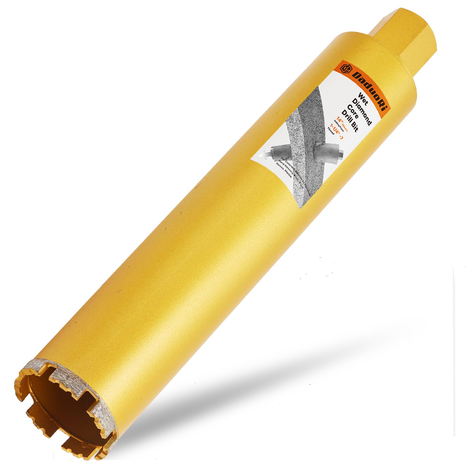 3 Inch Wet Core Drill Bits, DaduoRi 3" Core Bit for Concrete, 14" Drilling Depth, 1-1/4"-7 Thread Diamond Core Bit for Cured Concrete with Rebar, Hard