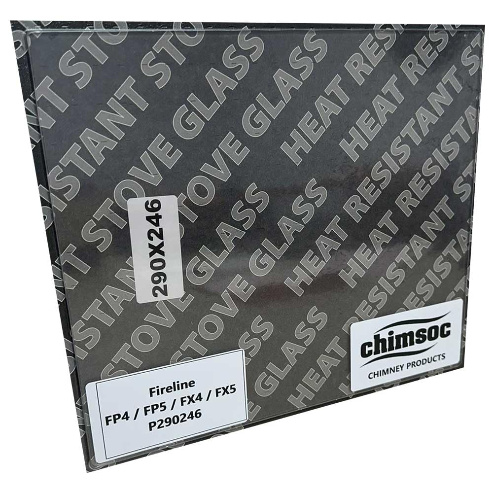 Chimsoc Clear Replacement Stove Glass - Fireline Fp4 / Fp5 / Fx4 / Fx5 (290Mm X 246Mm Rectangular)