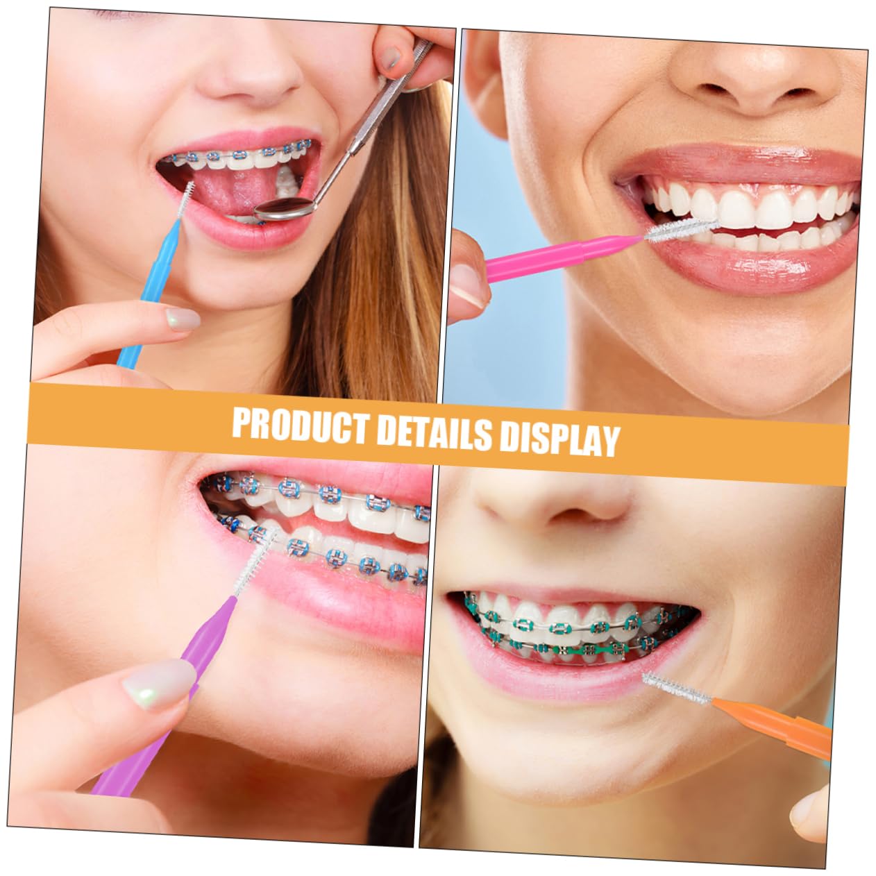 HEALLILY 50pcs Interdental Brushes Lightweight Portable Cleaning Tools for Oral Soft Bristles Orange Green