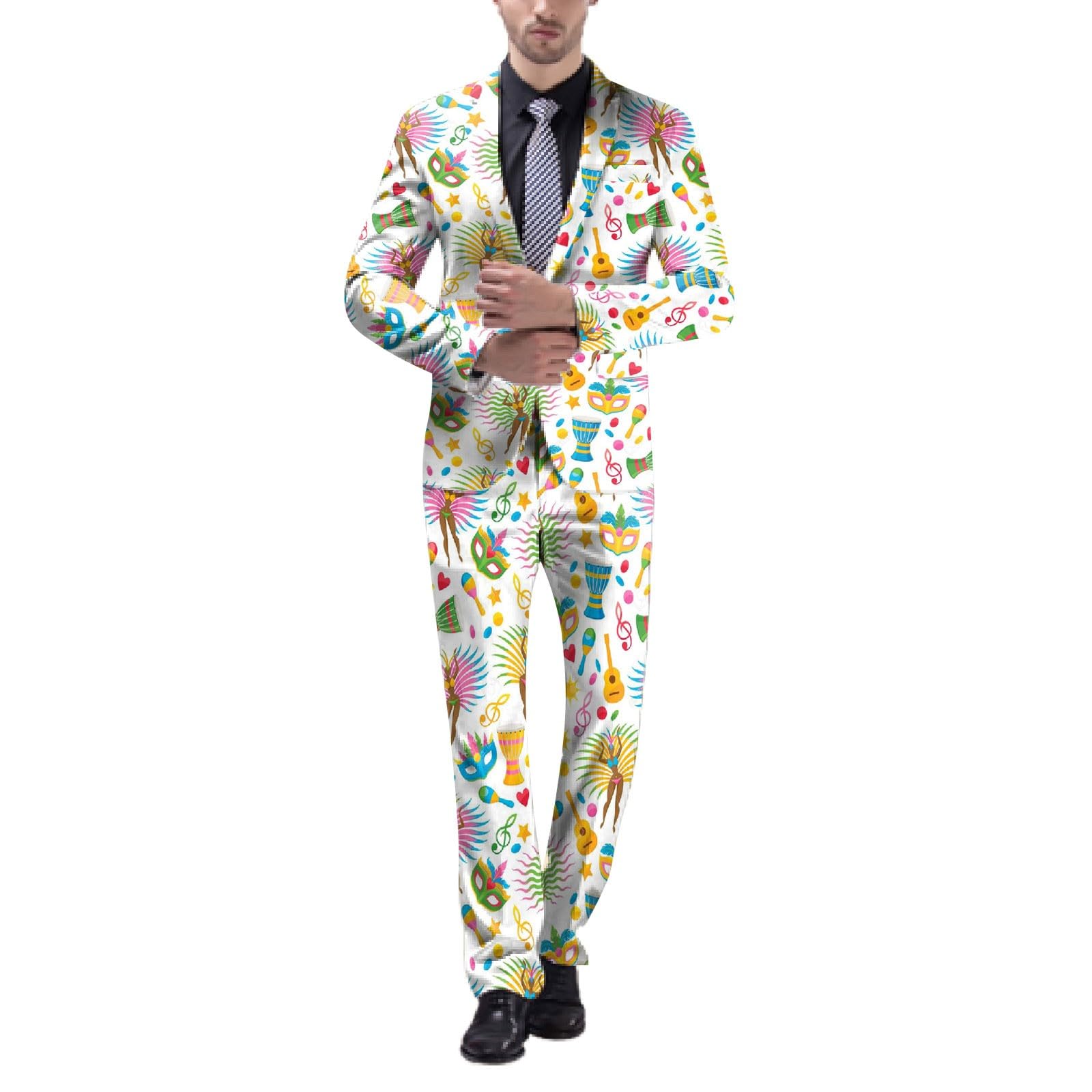 Herren-Karnevals--Set mit 3D-Digitaldruck leichtes Business-Jacken-Hosen-Ensemble für festliche Anlässe stilvolles mit modernem Print atmungsaktives Material ideale für Karneval Themenveranstaltungen