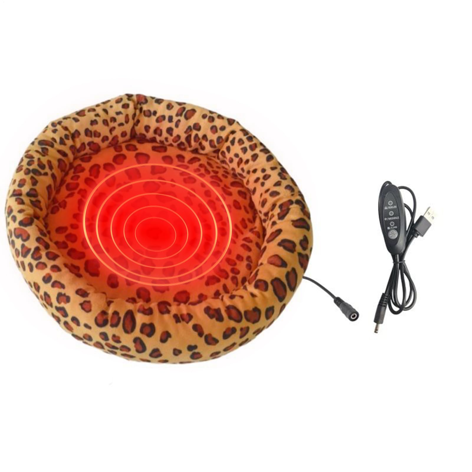 Berriphonia USB Heat Mat for Cat - 40CM Plush Thermal Cushion, Comfortable Pillow Non-slip Base, 3 Levels Adjustable Heating Design with Automatic Timer |