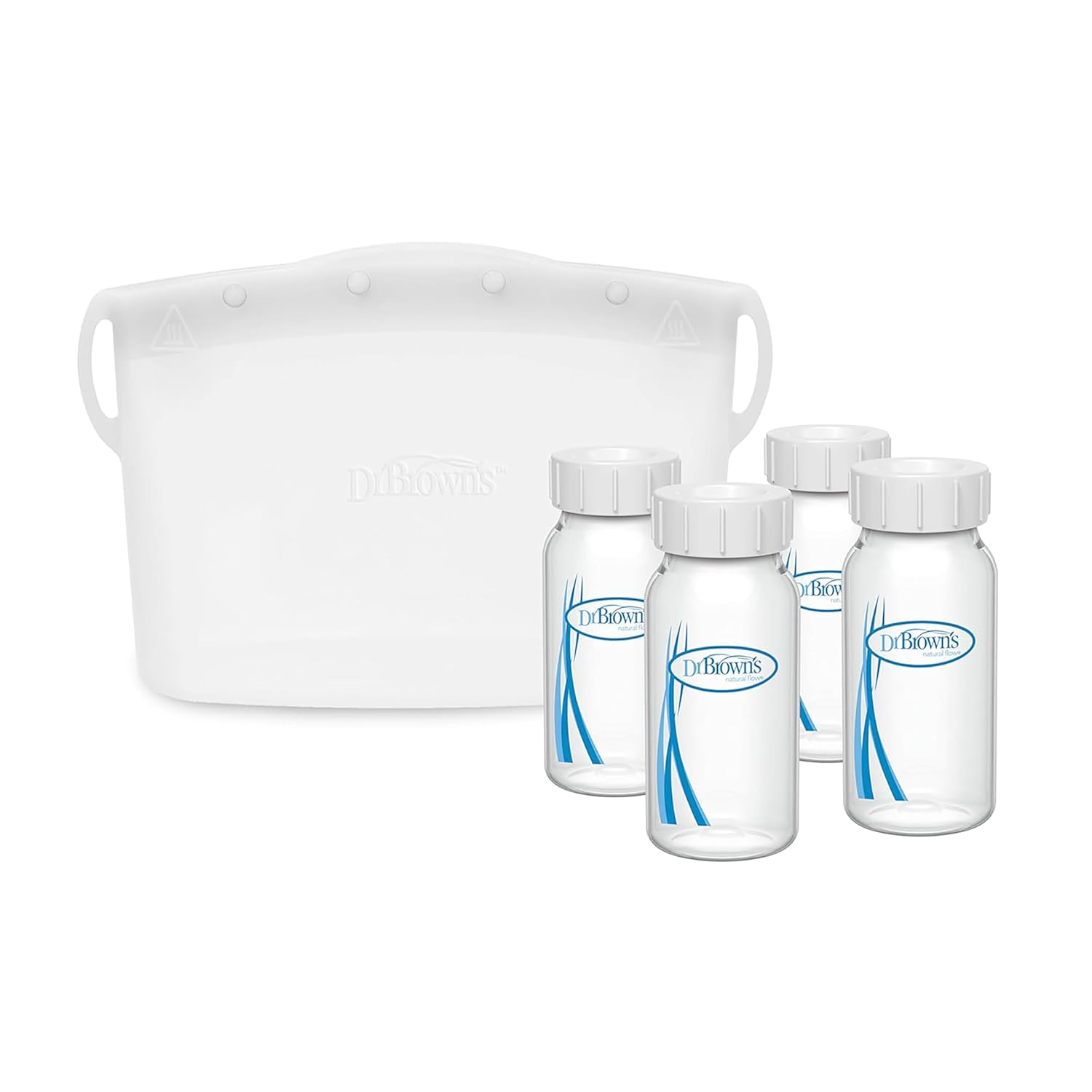 Dr. Brown’s Bolsa esterilizadora de vapor para microondas, colección de leche materna y botellas de almacenamiento, esterilizador de silicona