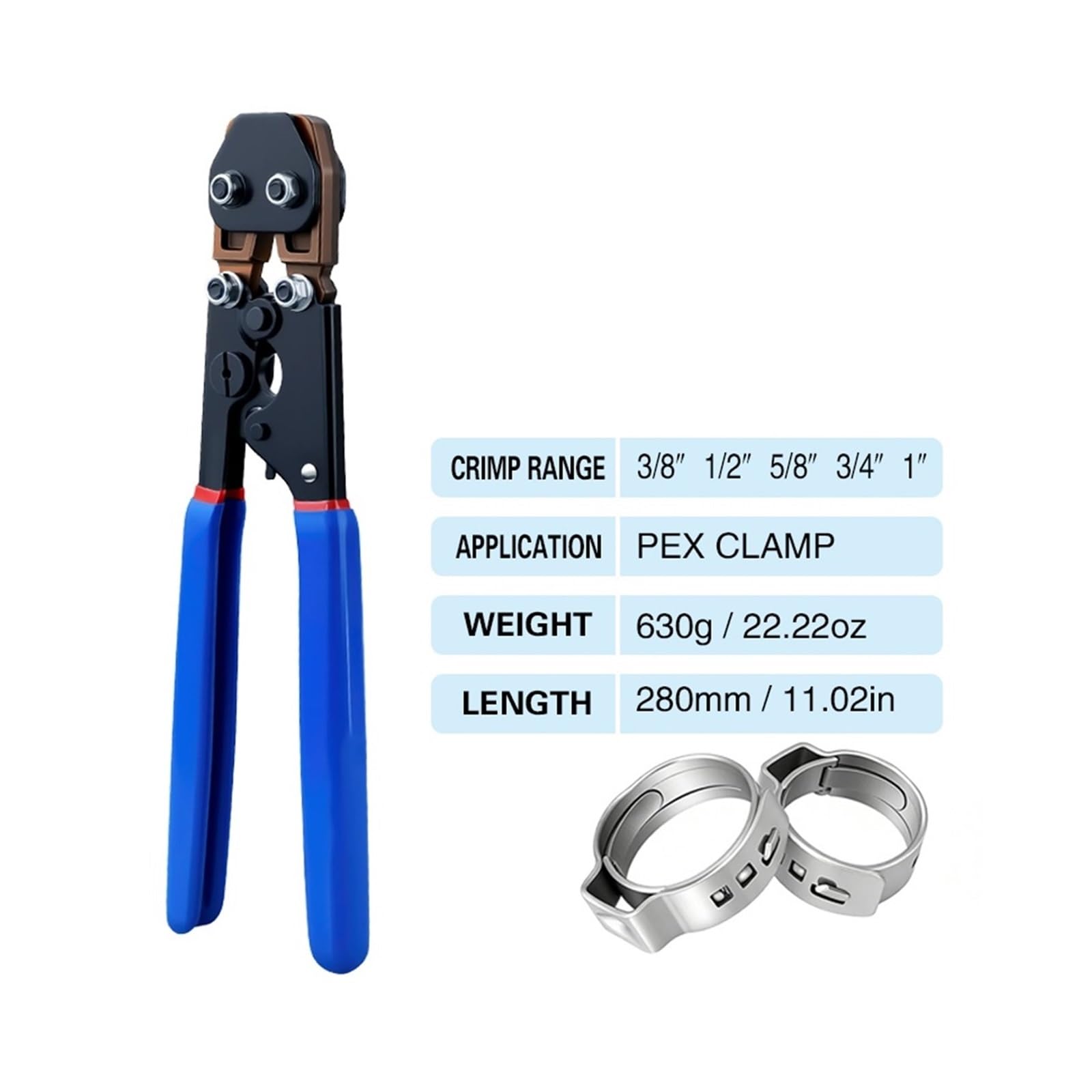 Alicates for abrazaderas de manguera con trinquete de alta resistencia | Herramienta de acero inoxidable for trabajos de fijación de tuberías y desmontaje de abrazaderas.
