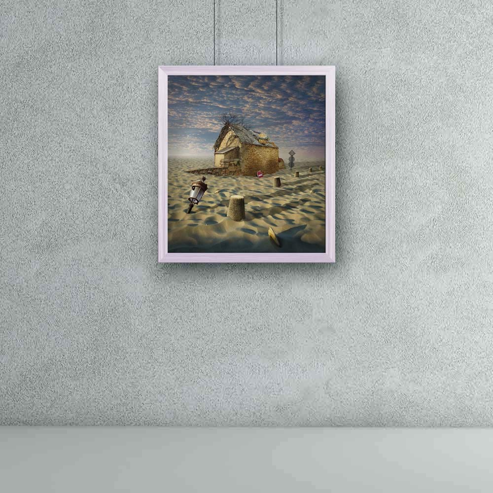 ArtzFolio Lost in Desert Tabletop Painting White Frame 12 x 13.3 inch (30 x 34 cms)
