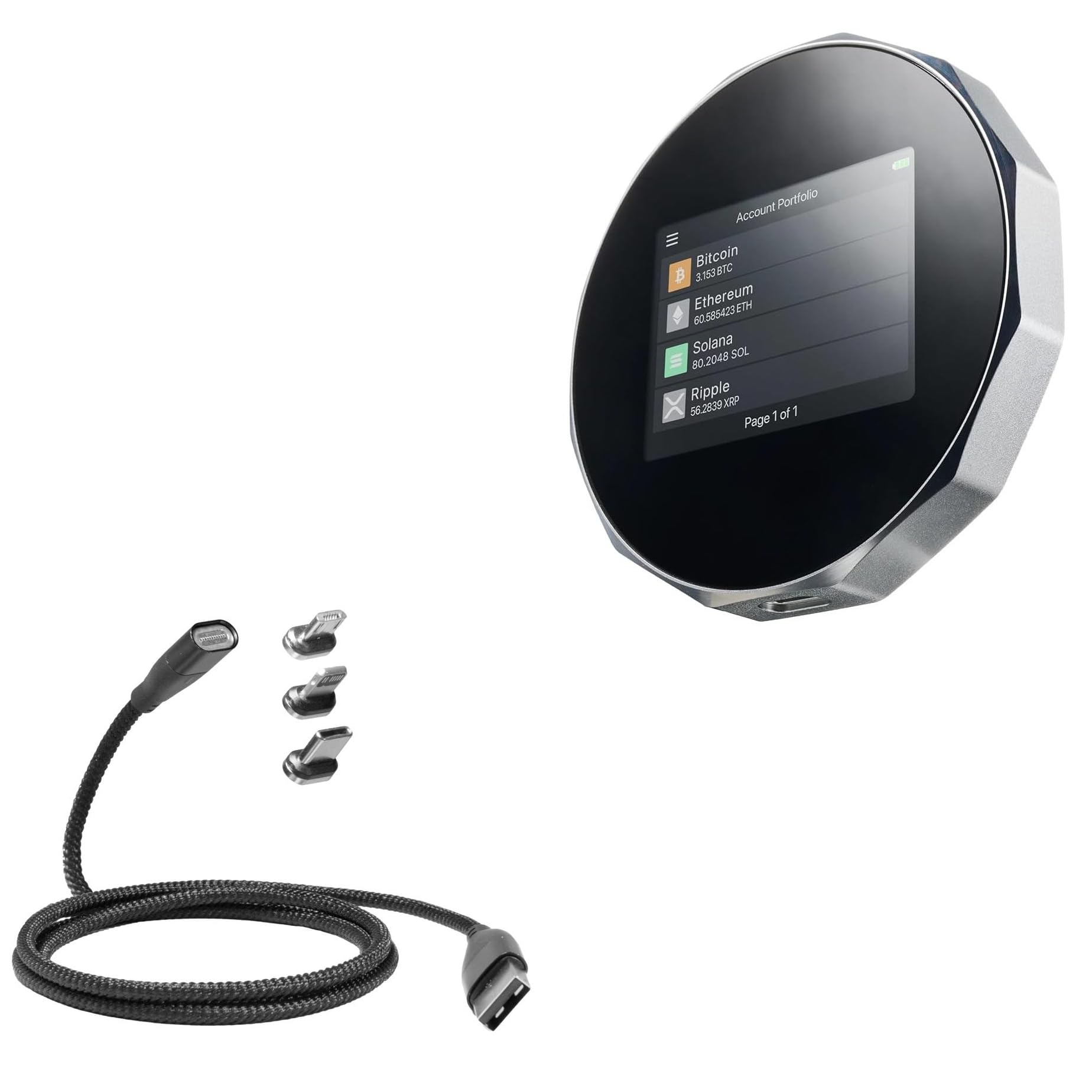 BoxWave Cable Compatible with SecuX V20 - MagnetoSnap PD AllCharge Cable (100W), Magnet Charging Braided USB Type-C Micro - Jet Black