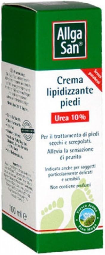 Allga San Lipidicating Foot Cream – Dried and cracked foot cream with urea 10%, 100 ml, soft and velvety feet of the first applications – Helps in the contraction of dryness and dryness of the feet