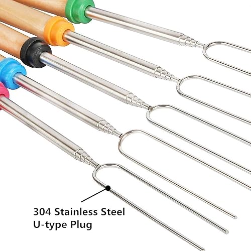 Miniatura 7 de utensilio de cocina para asar malvaviscos en acampadas, tenedor para asar salchichas, para fogata o para parrilla, 32 pulgadas