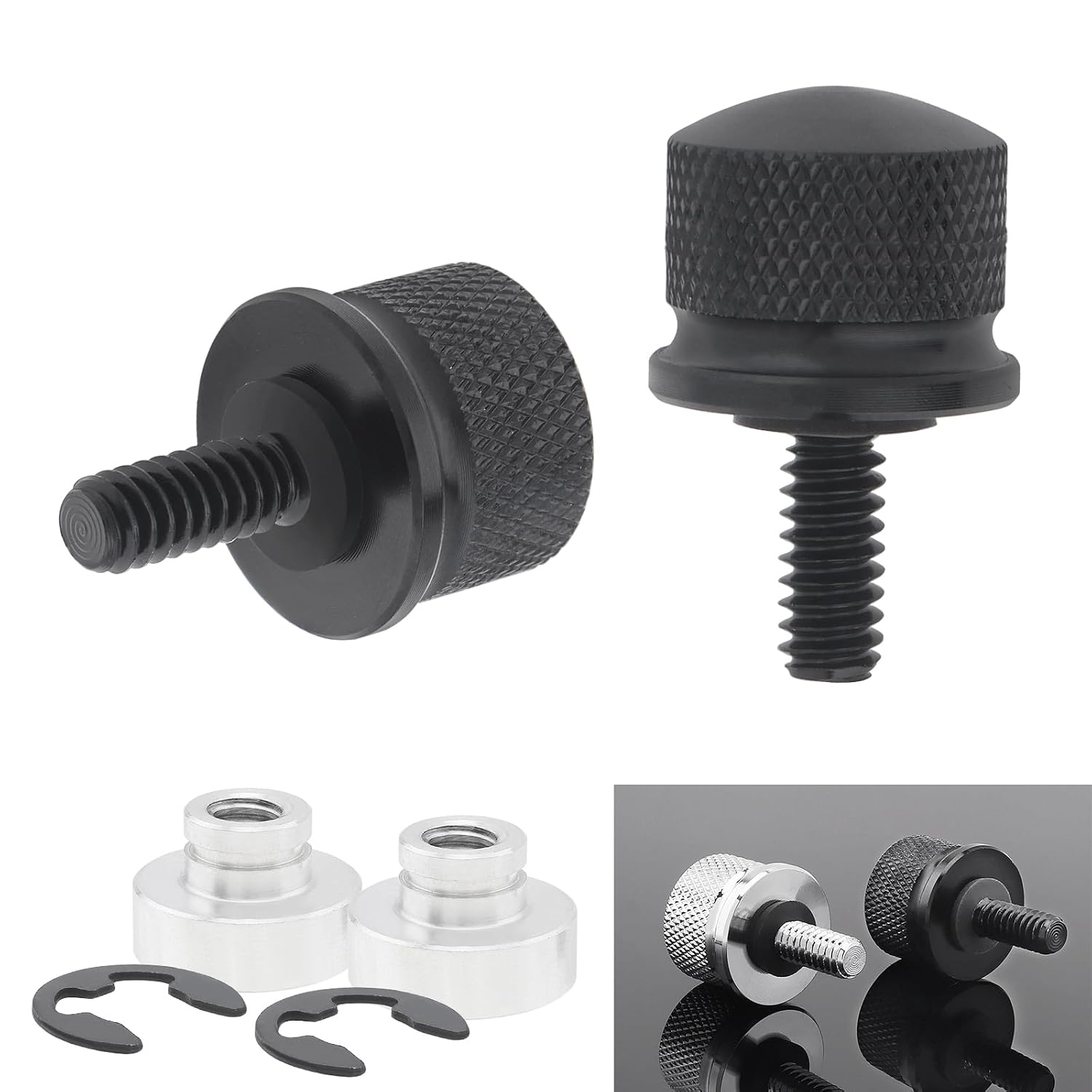 Windance 8pcs Seat Screws Replacement 6mm 1/4" Fit for Harley Davidson 1996-2023 Rear Mount Bolt (Black)