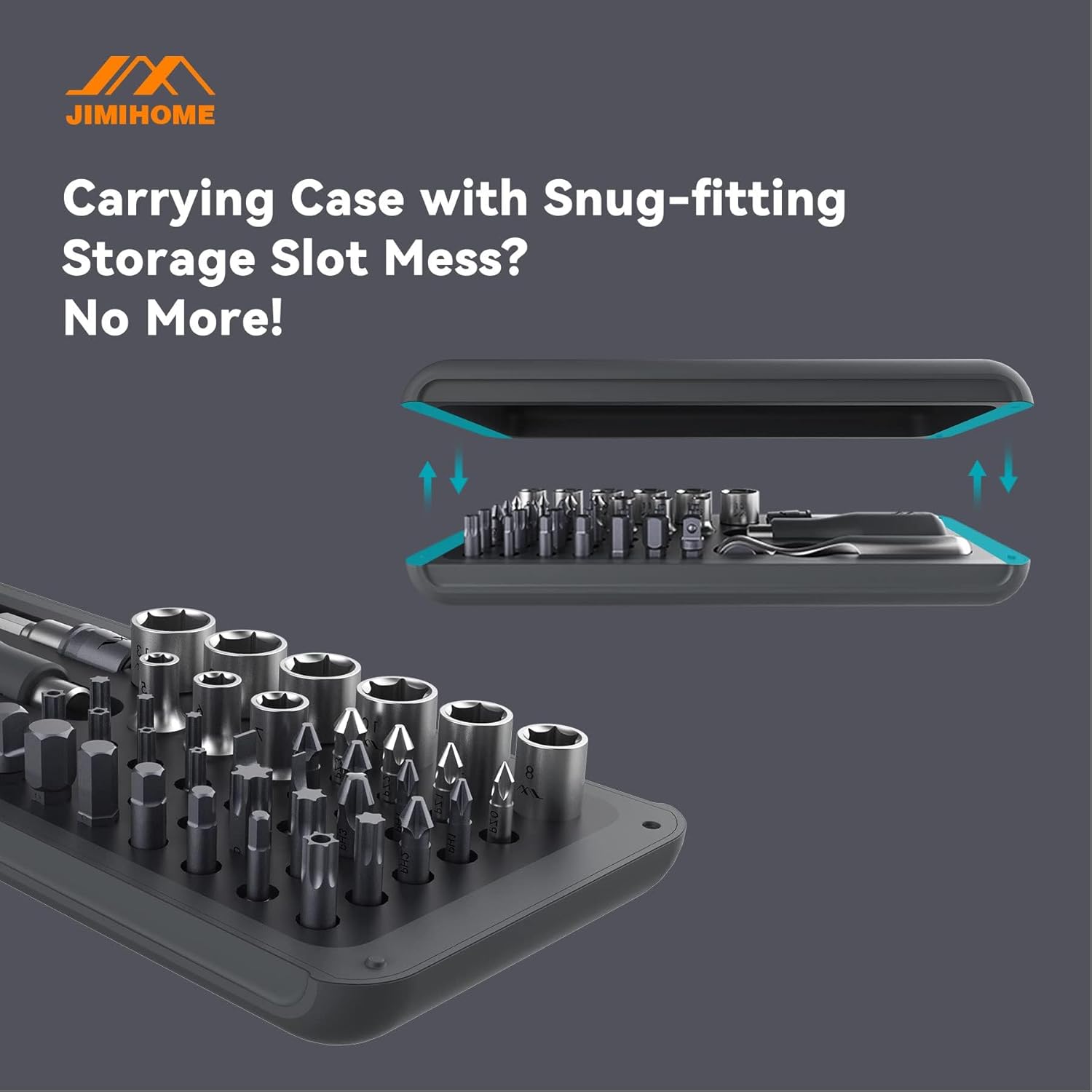 JIMIHOME Snap to GO Mini Ratchet and Screwdriver Set, 41-Pieces, Polycarbonate and Alloy Steel, Compact and Portable