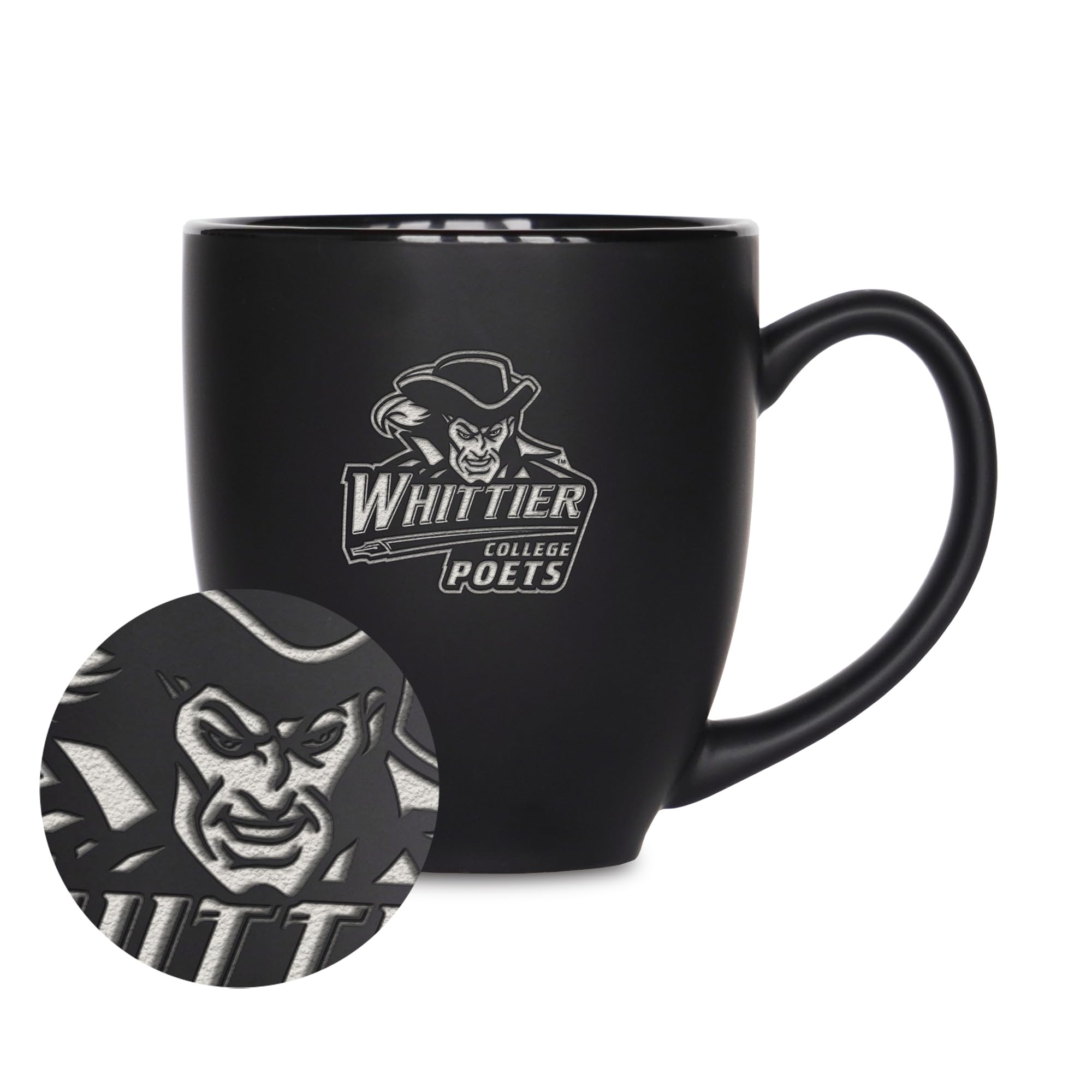 Tasse Whittier Poets en céramique noire gravée, le cadeau idéal pour fans