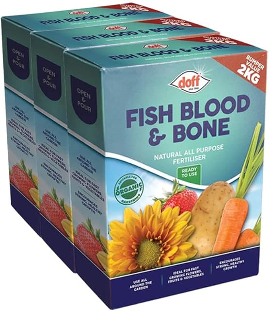 Fish Blood and Bone Organic Lawn Feed Fertilizer - Make Topsoil Fast Growing Plant - Garden Fertilisers Improves Fruit Colour and Flavour - Miracle Grow Plant Food; 2 Kg (Packof 3)