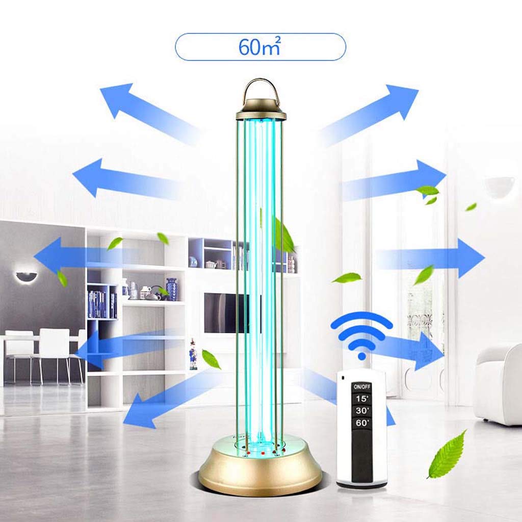 Lámpara de desinfección con ozono UV con Control Remoto, Lámpara de esterilización de 36W | Lámpara de eliminación de ácaros de 60W -Tres Engranajes temporizados Inicio retrasado