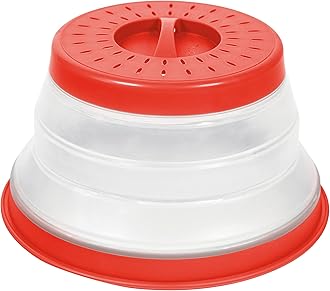TovoloMicrowave Splatter Cover for Food, Small (Candy Apple Red) - Collapsible & Vented Silicone Splatter Guard Lid - Microwave Plate & Dish Cover with Handle - BPA-Free Kitchen Gadget for Meal Prep
