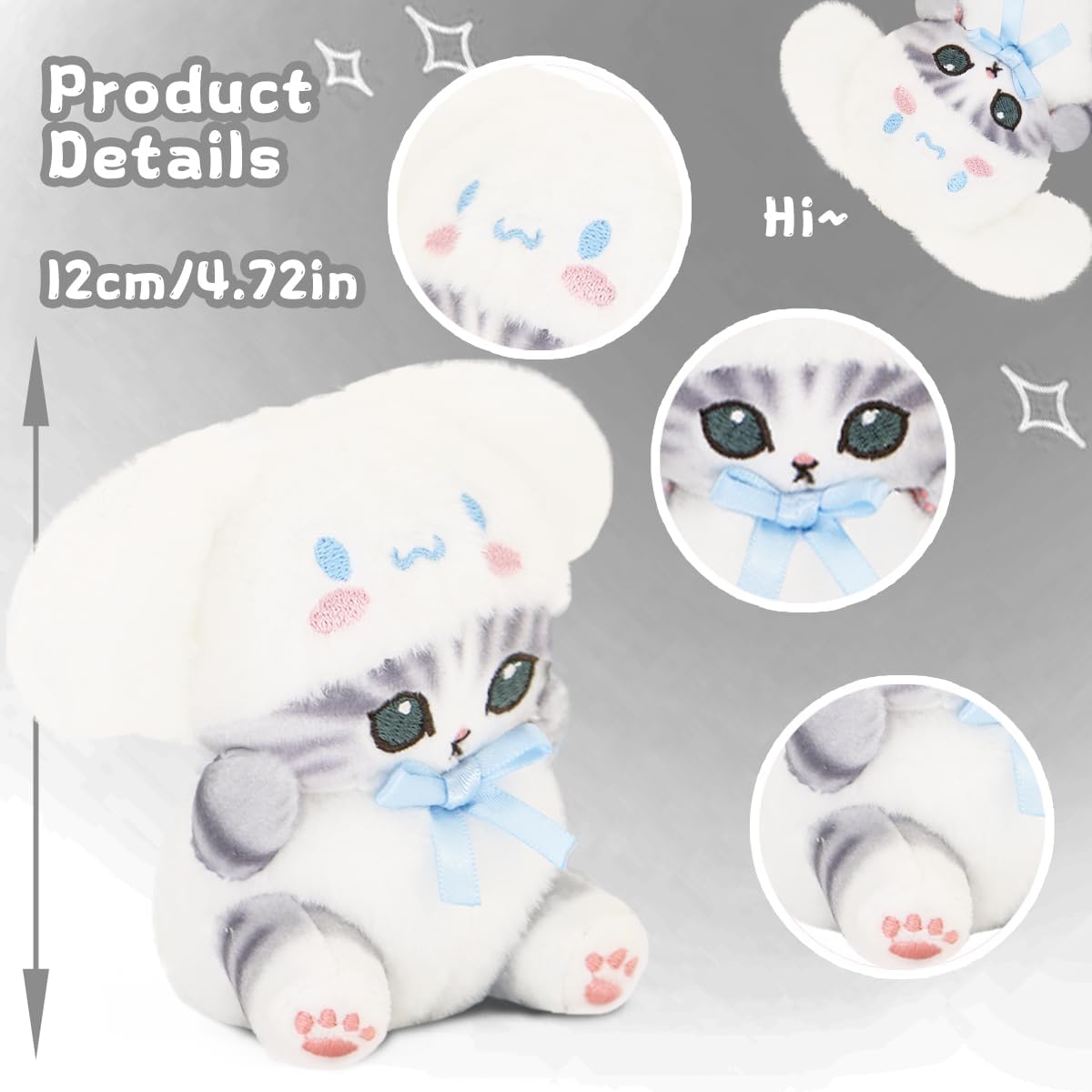 Cute Cat Plush Keychain – Soft Plush Pendant, Great Gift for Boys and Girls (Blue, Sitting) - Image 5