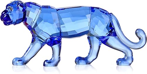DOJOZ Figura de arte realista de leopardo, guepardo de cristal, colección de figuras de animales, adorno de mesa, estatua para decoración del hogar