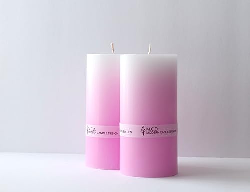 Miniatura 1 de Modern Candle Design - Juego de 2 velas de gradación degradadas vertidas a mano en los Estados Unidos, sin perfume (amarillo dorado, 3 x 6)
